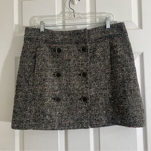 Loft Recycled wool blend 2 Front pockets Wrap Buttoned skirt 14